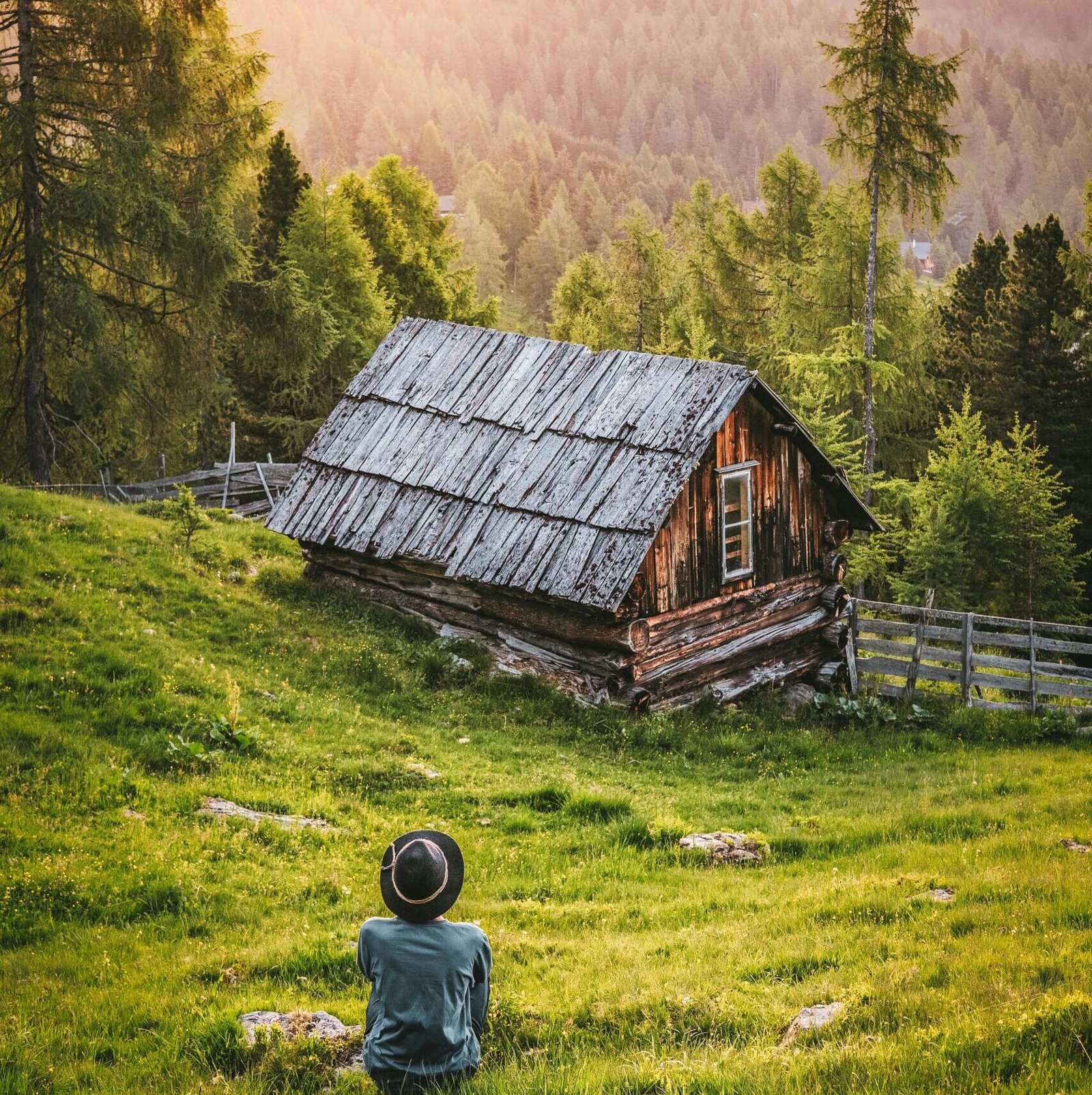 peaceful cabin in nature, ideal for affiliate post on sustainable living green lifestyle products.
